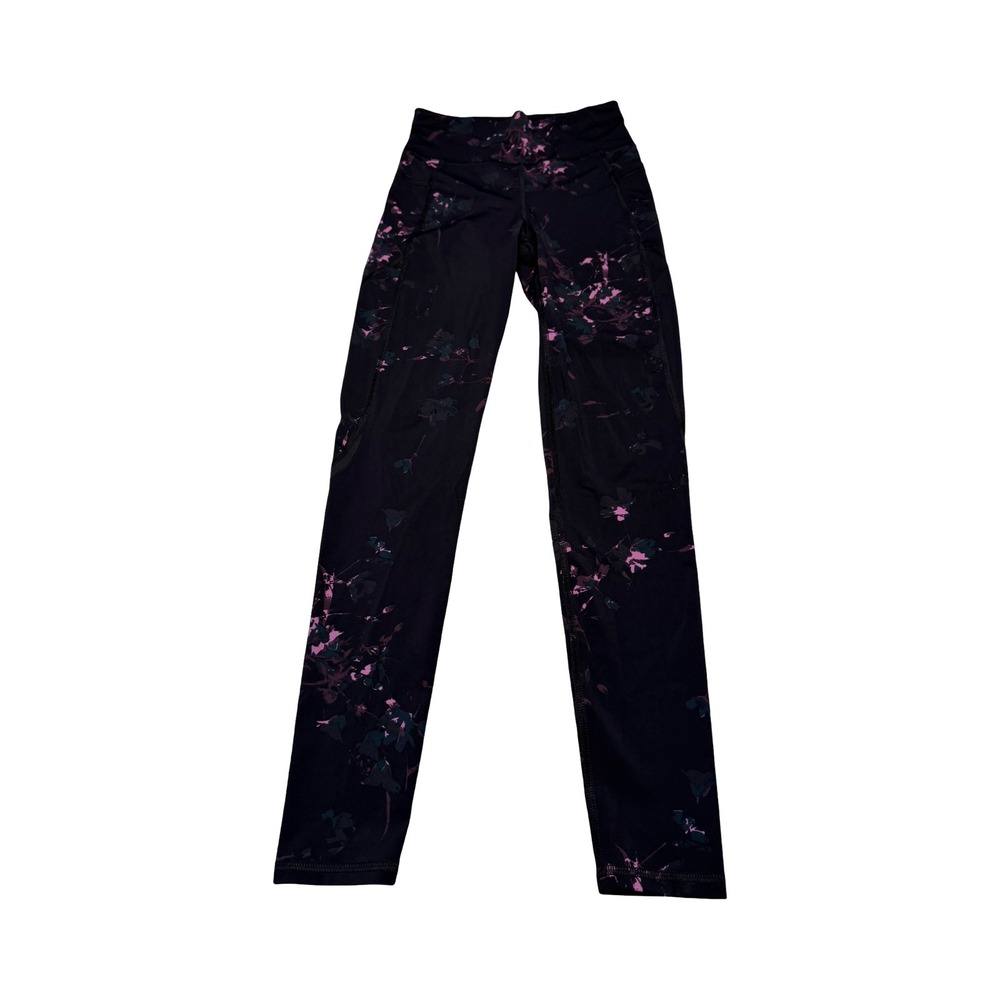 Sweaty Betty Zero Gravity Running Leggings XS Black Pink Floral Full Length